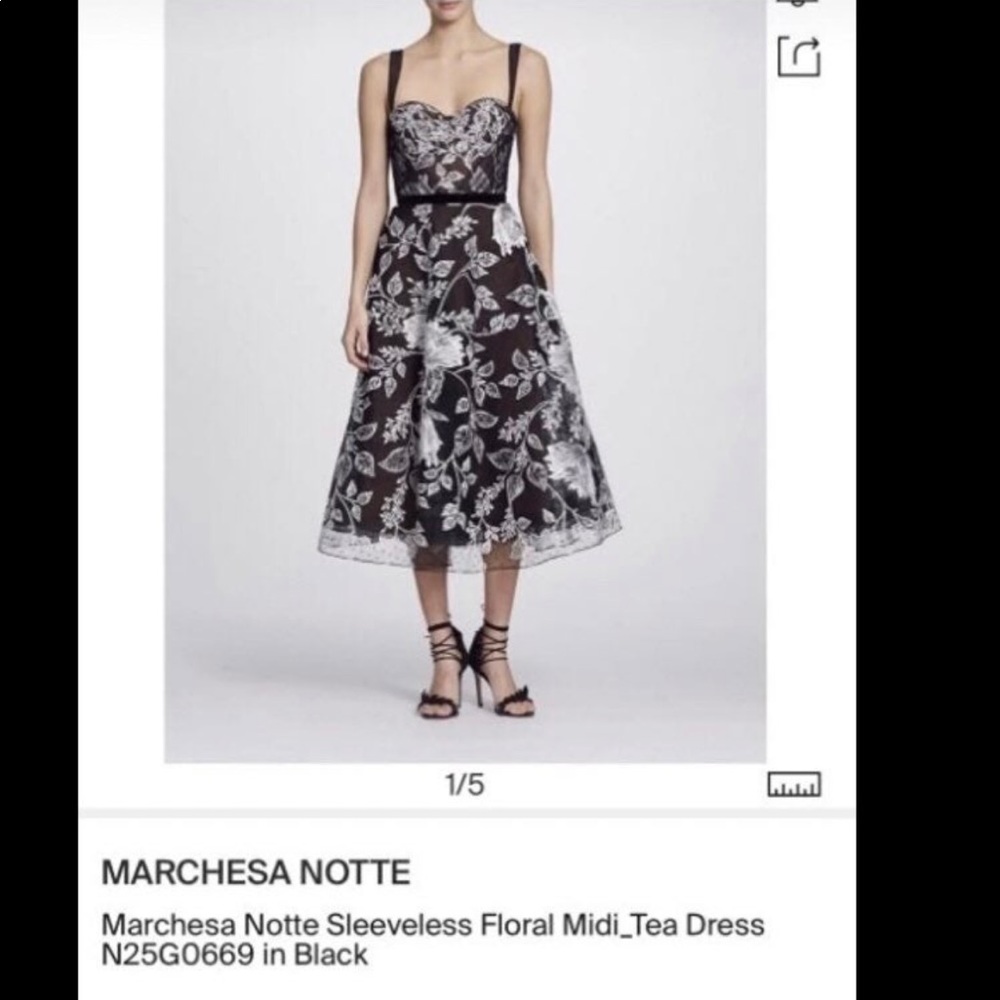 Marchesa Notte A line Black Tea Dress
